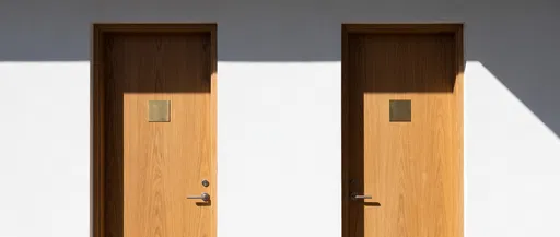 Minimalist Oak Doors With Blank Brass Plaques