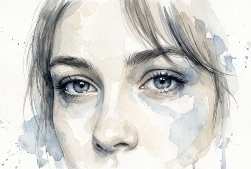 Watercolor Portrait of Blue-Gray Eyes