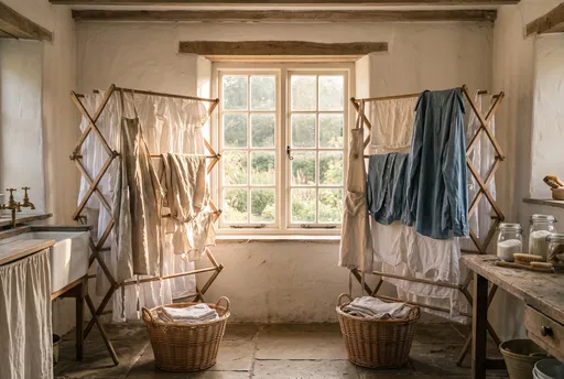 Sunlit Rustic Country Laundry Room