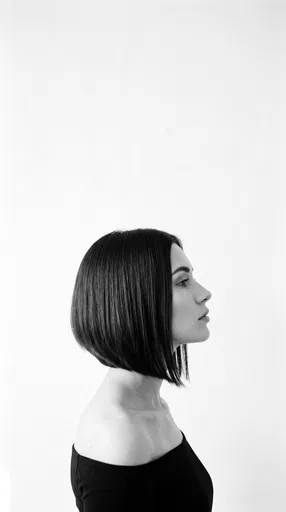 Monochrome Profile of Woman with Bob