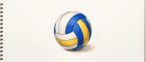 Colored Pencil Volleyball Illustration on Sketchbook