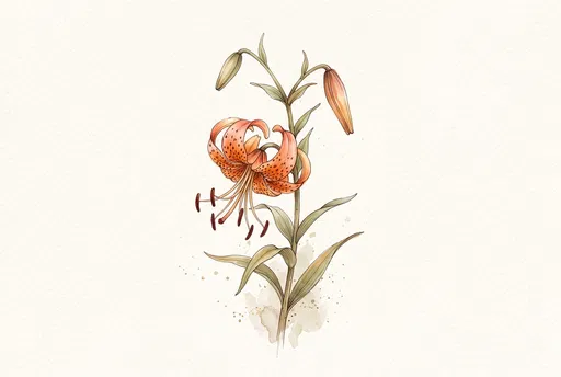 Watercolor Tiger Lily Botanical Illustration
