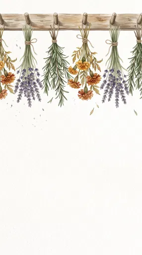 Watercolor Hanging Dried Herbs and Flowers