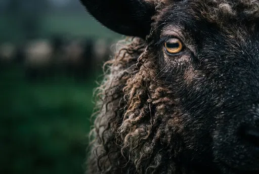 Close-Up of Black-Faced Sheep Eye
