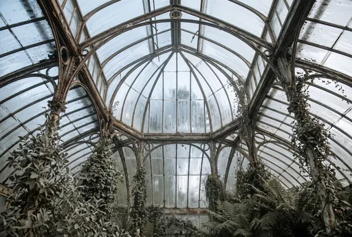 Vintage Glass Conservatory Roof with Condensation