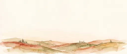 Minimalist Watercolor Mediterranean Hills Landscape