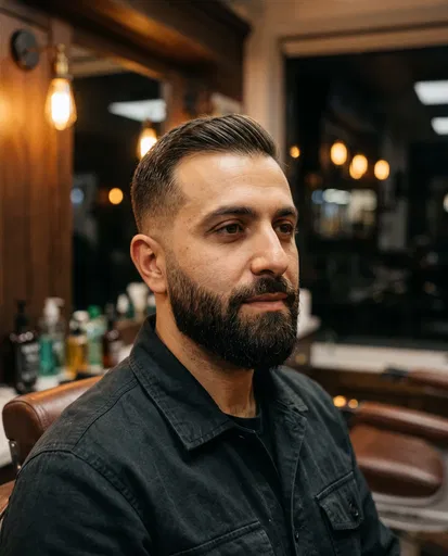 Bearded Man With Fade In Barbershop