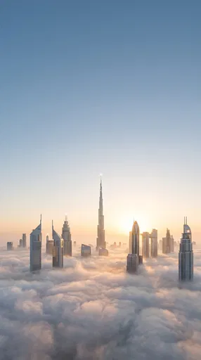 Dubai Skyline Emerging Above Morning Fog
