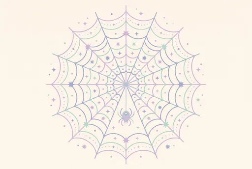 Whimsical Pastel Spiderweb Flat Illustration