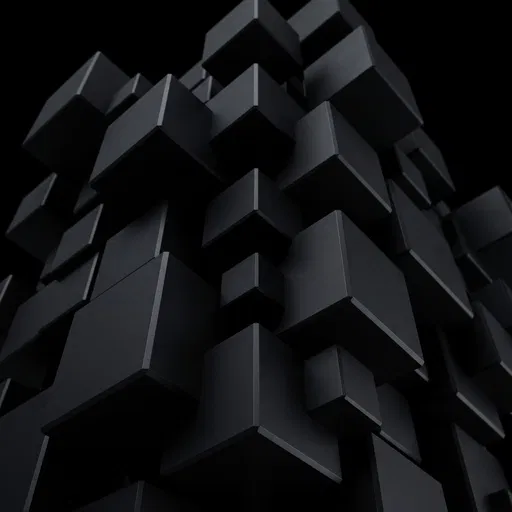 Interlocking Matte Black Geometric Cubes