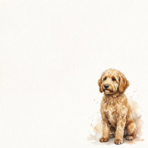 Watercolor Goldendoodle Illustration with Copy Space