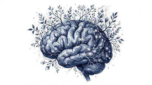 Indigo Watercolor Brain With Botanical Branches