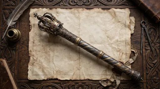 Medieval Royal Scepter on Aged Parchment