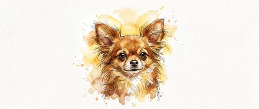 Watercolor Long-Haired Chihuahua Portrait