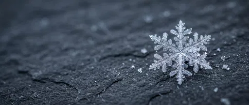 Macro Snowflake on Dark Slate Surface
