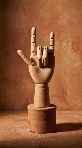 Wooden Mannequin Hand I Love You Sign