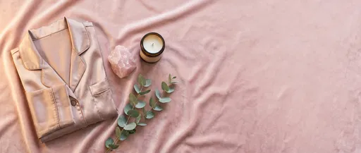 Satin Pajamas and Candle Flat Lay