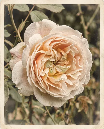 Vintage Hand-Tinted Garden Rose Print