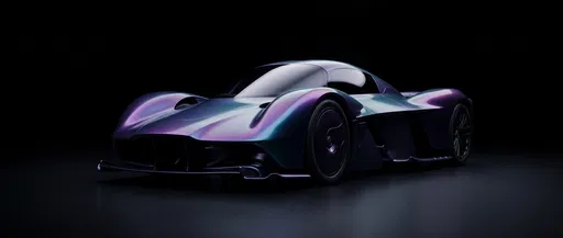 Iridescent Concept Hypercar in Dark Studio
