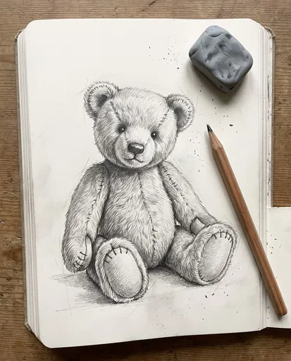 Graphite Pencil Sketch of Teddy Bear