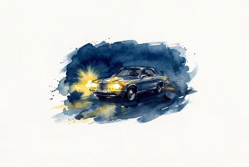 Watercolor Drawing of Coupe at Night
