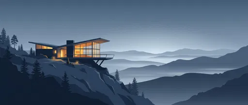 Modern Mountainside House Overlooking Misty Valley