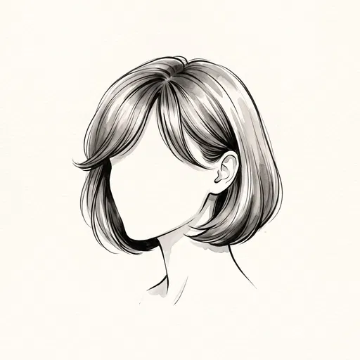 Monochrome Bob Haircut Ink Illustration