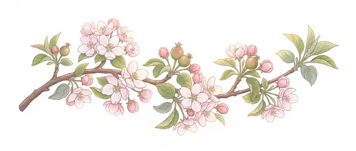 Pastel Apple Blossom Branch Illustration