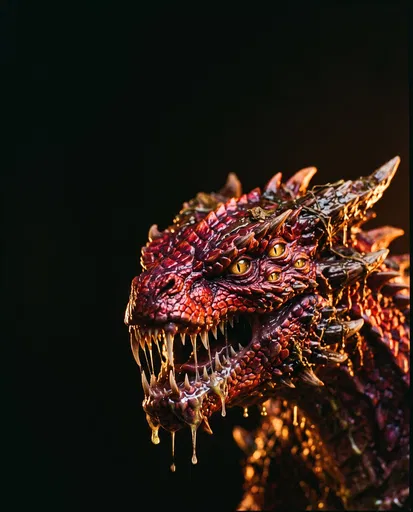 Crimson Reptilian Monster with Golden Eyes