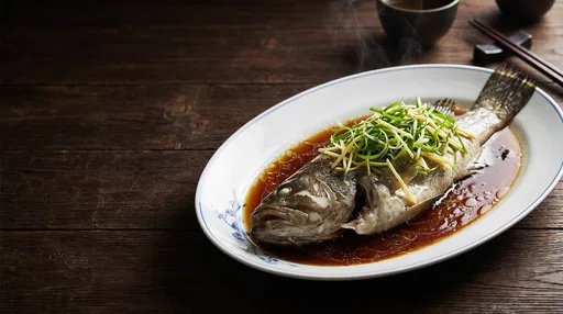 Cantonese Steamed Whole Grouper on Platter