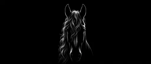 Minimal Black and White Horse Portrait