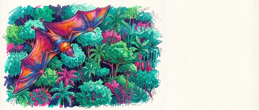 Vibrant Marker Illustration of Flying Fox