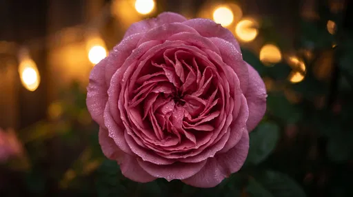 Dusty Pink Rose With Bokeh Lights
