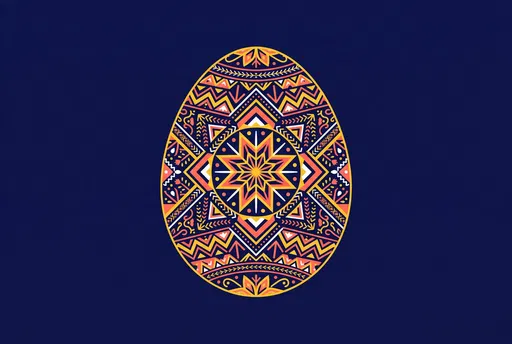 Ornate Folk Art Easter Egg Illustration