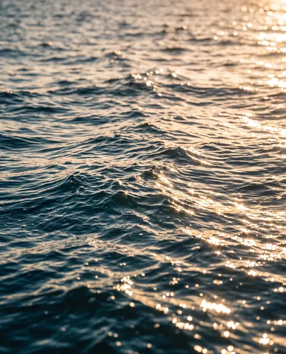 Sunlit Golden Ocean Water Ripples