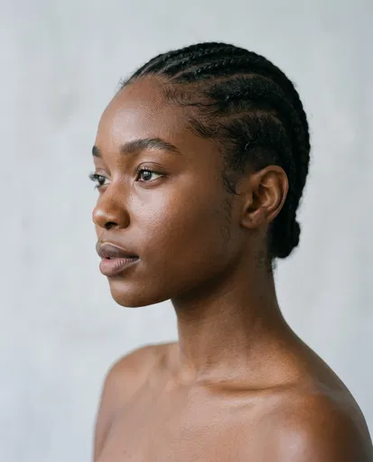 Profile Portrait of Woman with Braids