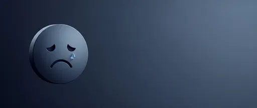 Minimalist 3D Sad Emoticon With Teardrop