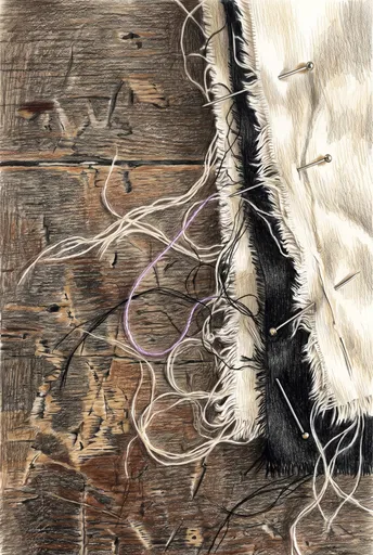 Colored Pencil Drawing of Pinned Silk