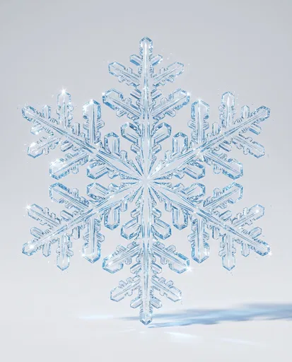 3D Crystalline Ice Snowflake Illustration