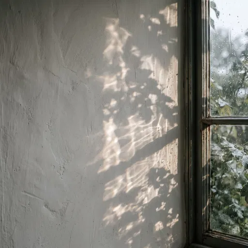Sunlight Shadows on Textured Plaster Wall