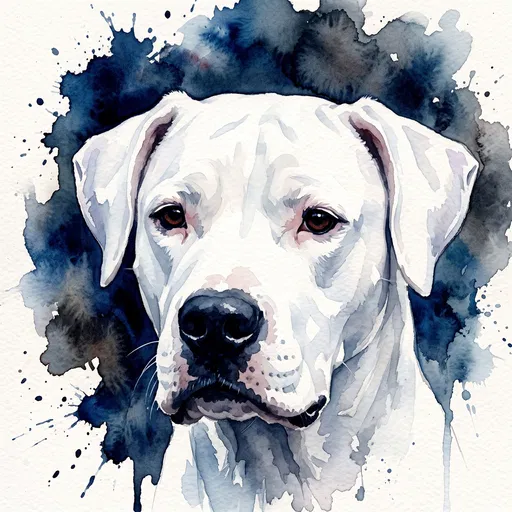 Watercolor Portrait of Dogo Argentino Dog