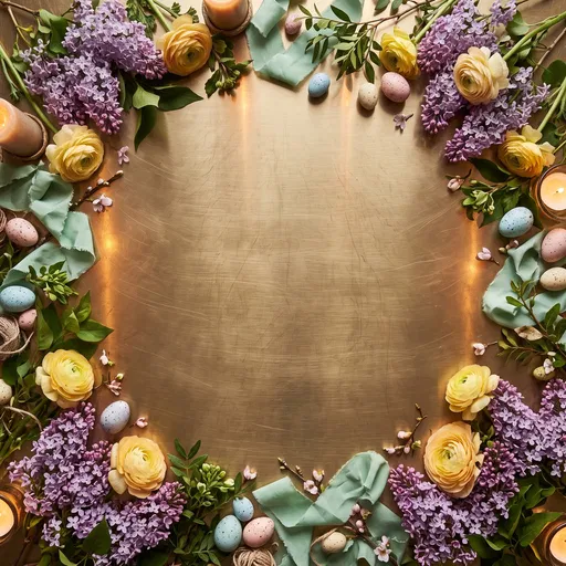 Spring Floral and Egg Border on Brass