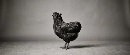 Monochrome Studio Portrait of Araucana Hen