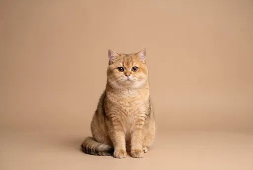 Golden British Shorthair Cat Studio Portrait