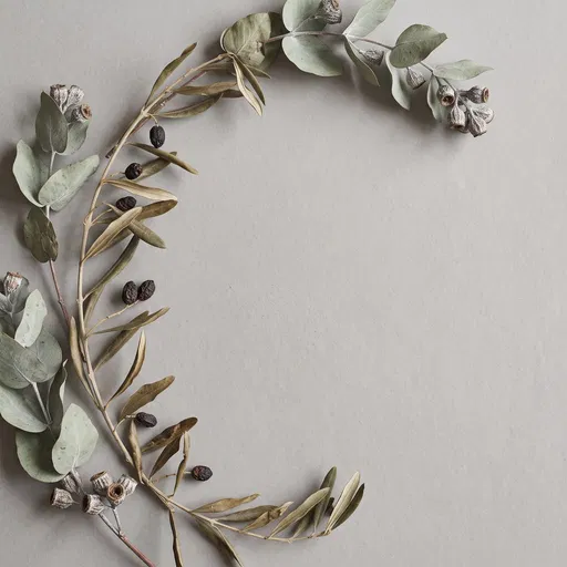 Dried Olive and Eucalyptus Flat Lay