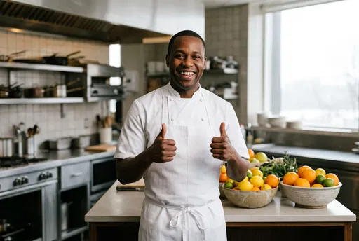 Smiling Chef Giving Double Thumbs Up