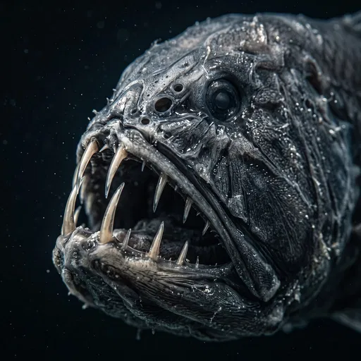 Macro Close-Up of Deep-Sea Fangtooth Fish