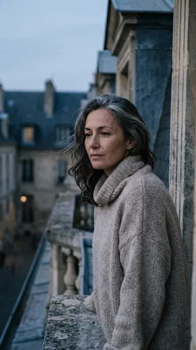 Thoughtful Woman on Balcony at Twilight
