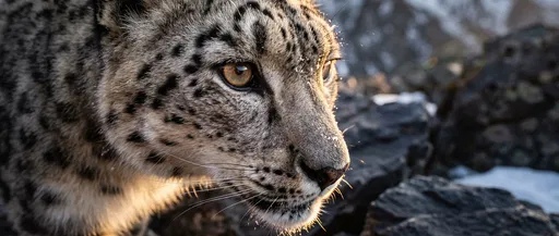 Close-Up Profile of a Snow Leopard
