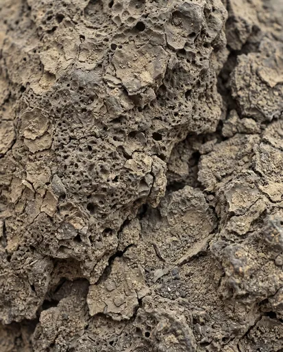 Macro Close-Up of Porous Volcanic Basalt Rock